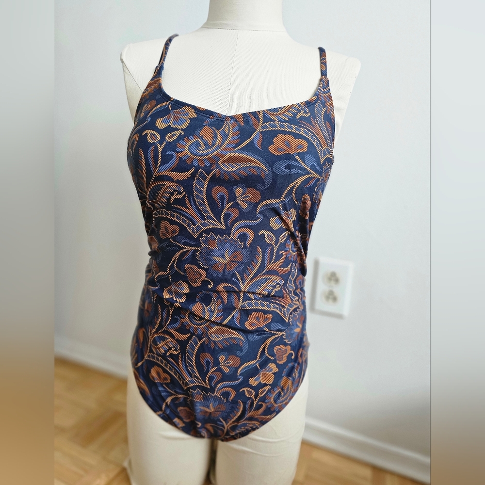 Cupshe Blue and Brown Floral One Piece Swimsuit